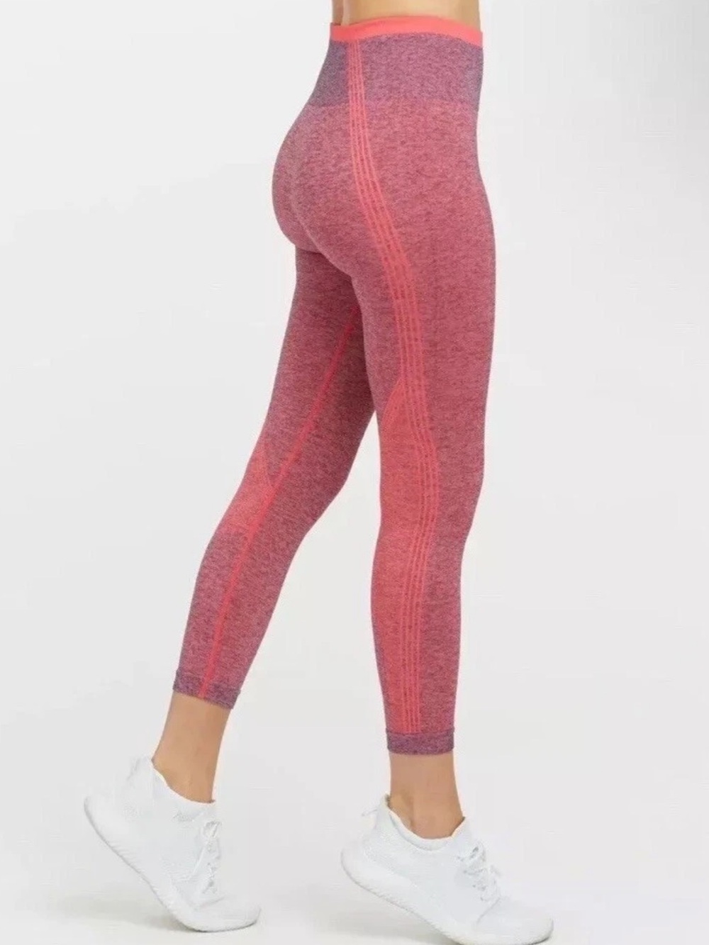 SPANX Heathered Pink and Dark Pink High-Rise Leggings - NWT LARGE